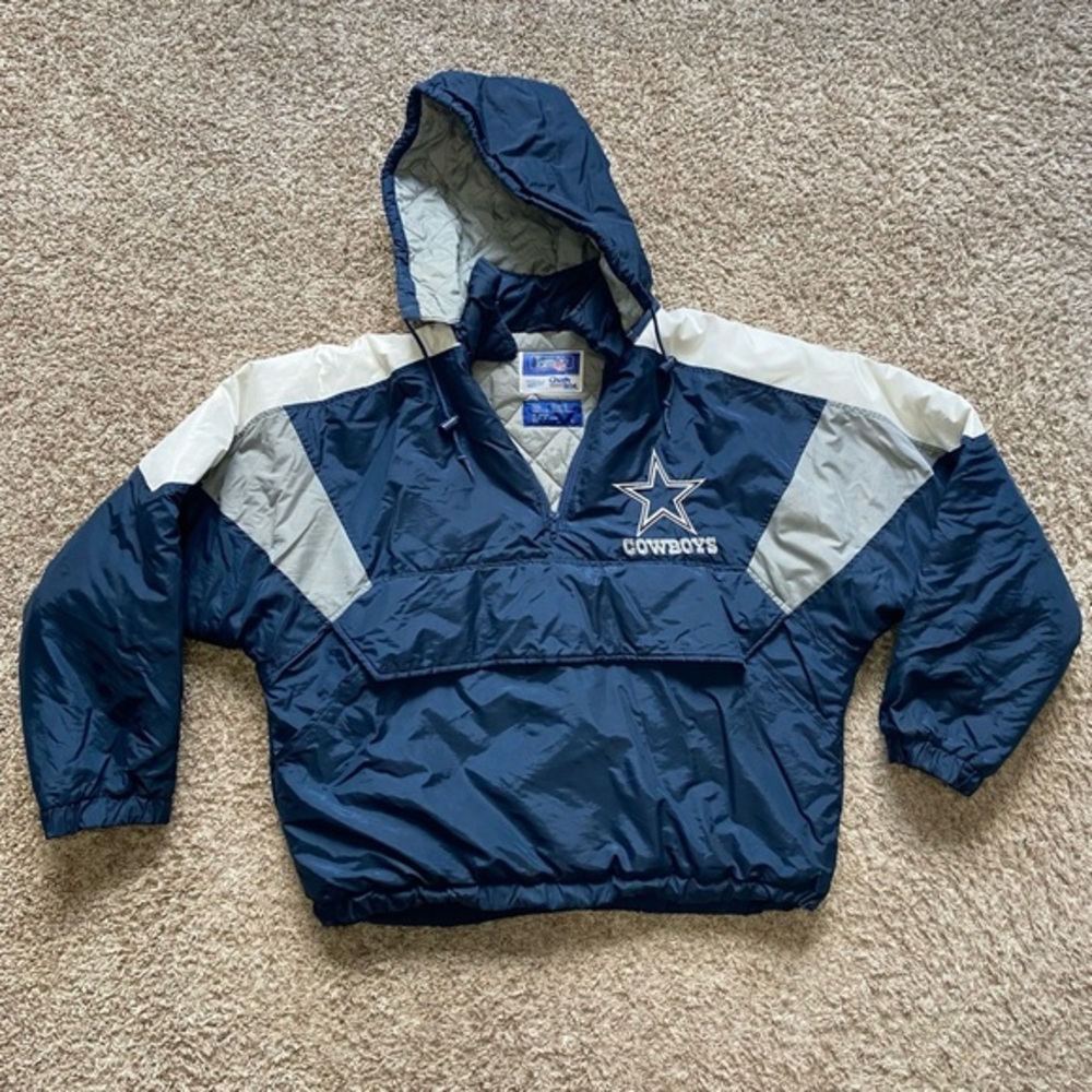 Vintage 90's Dallas Cowboys "Chalk Line" Team NFL Pullover Jacket Men Size LARGE